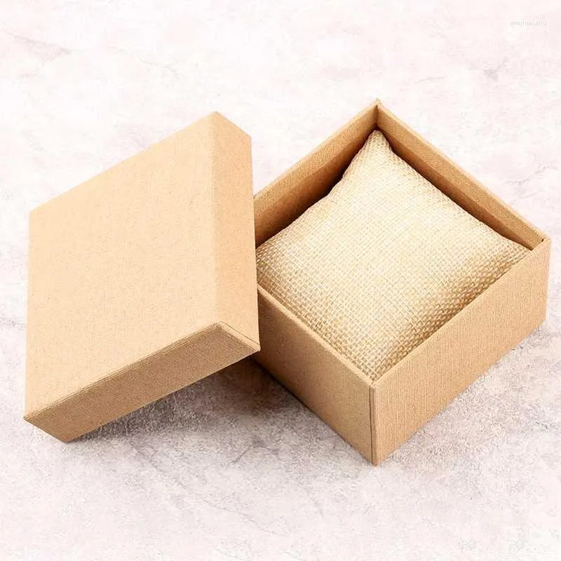 Смотреть коробки корпусы подарочная коробка простая бумага для повседневных наручных часов натуральные деревянные деревянные с пеной подушкой подушки для мужчин, женщины, делящие часы