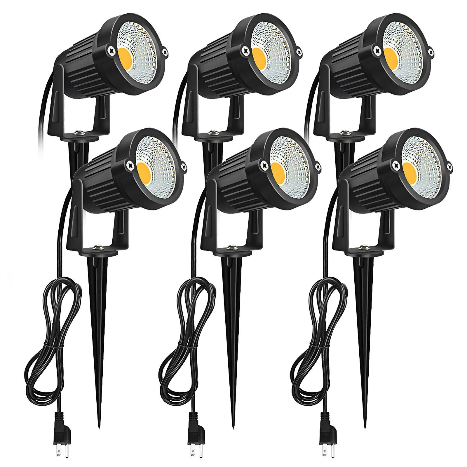 LED LED RELLights Outdoor Lampy Lampy 5 W 120 V LED Oświetlenie krajobrazowe z wtyczką 3000K metalową stawkę iP65 Wodoodporność do ogrodu podwórkowego