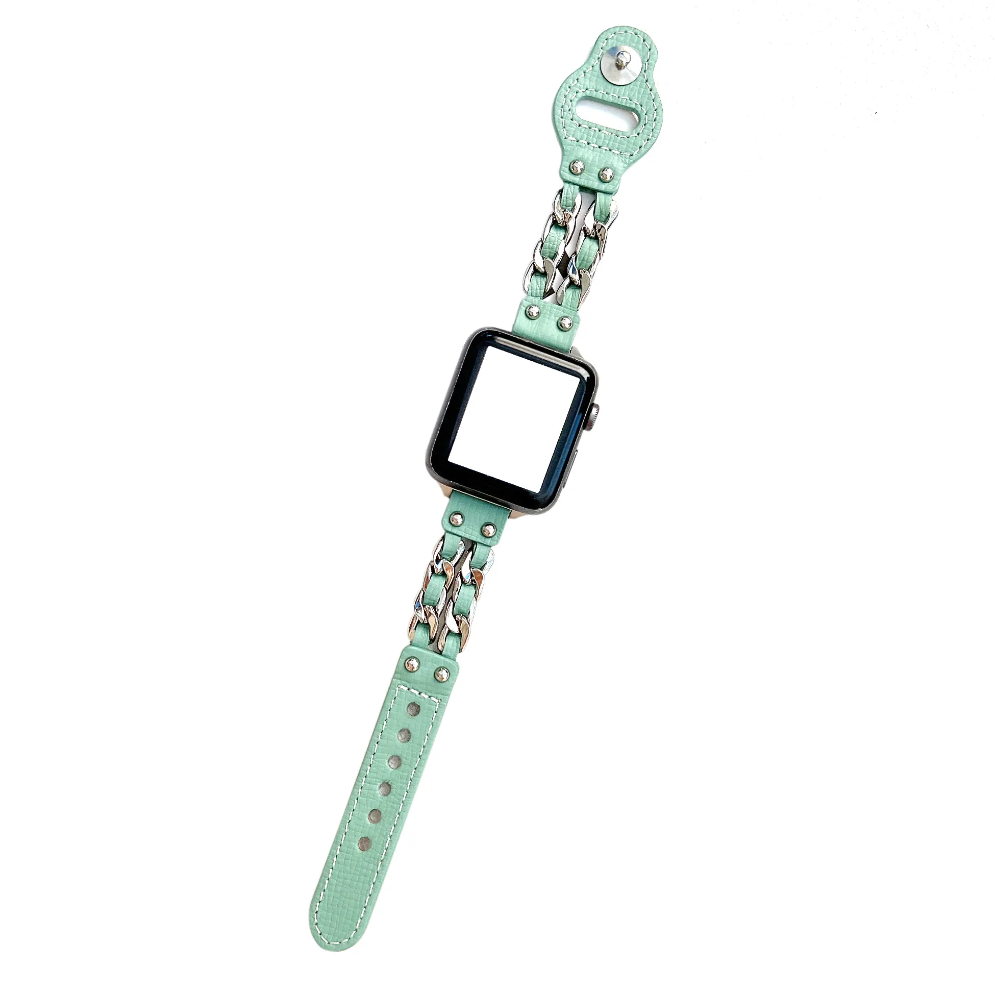 Lederen kettinghorloge armband voor appelriem 41mm 40mm 38mm 45mm 44mm 42mm bands luxe polsband Iwatch Series 7 6 5 4 3 Vervanging horlogeband accessoires