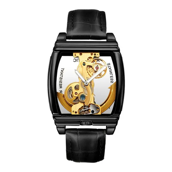 tk-Лучшие продажи прозрачные мужские часы механические автоматические наручные часы с кожаным ремешком топ стимпанк часы с автоподзаводом мужские часы montre homme ss1