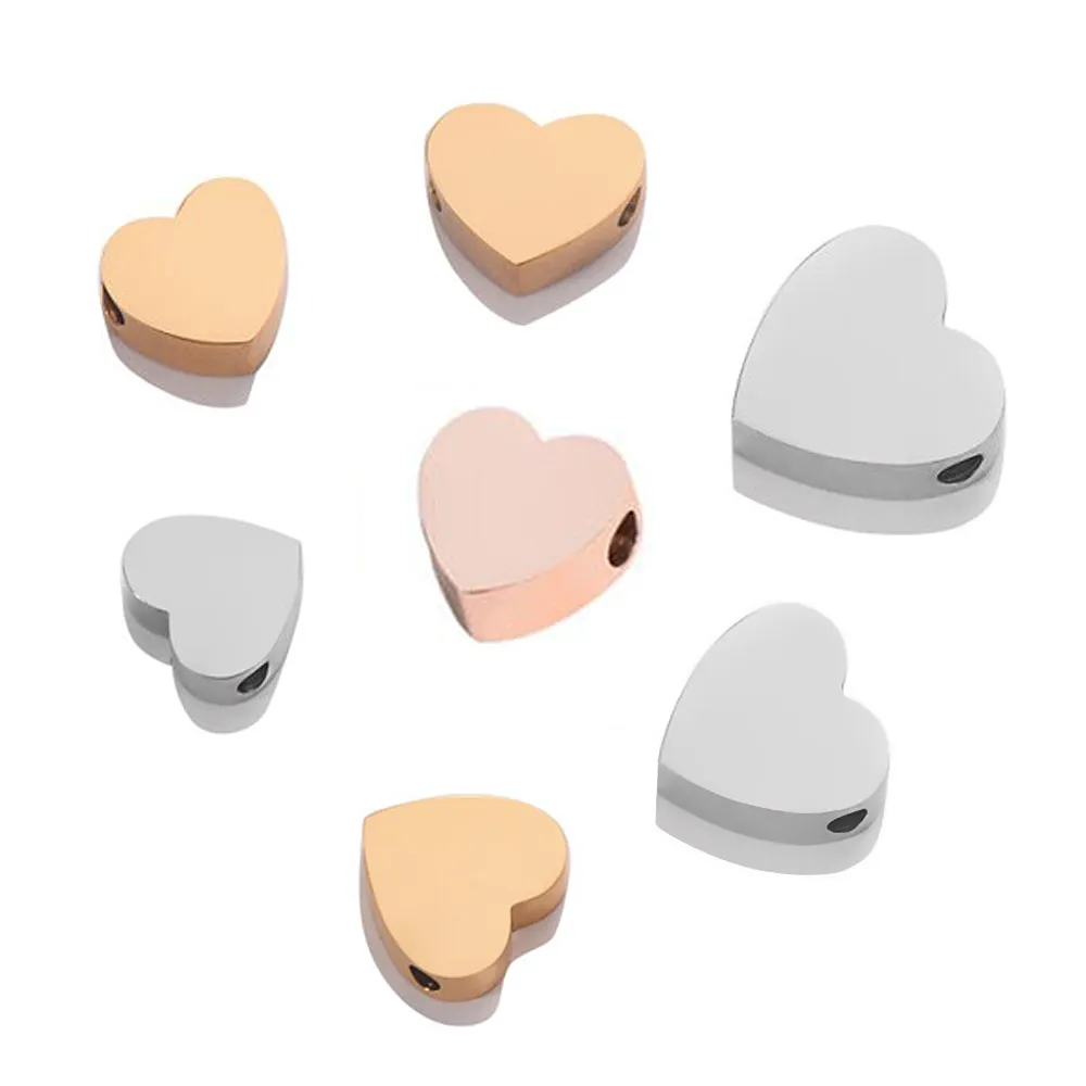 10 PCS Heart Charms 3 ألوان الفولاذ المقاوم للصدأ مرآة تلميع فارغة معرف الكلب العلامات قلادة صنع نتائج المجوهرات