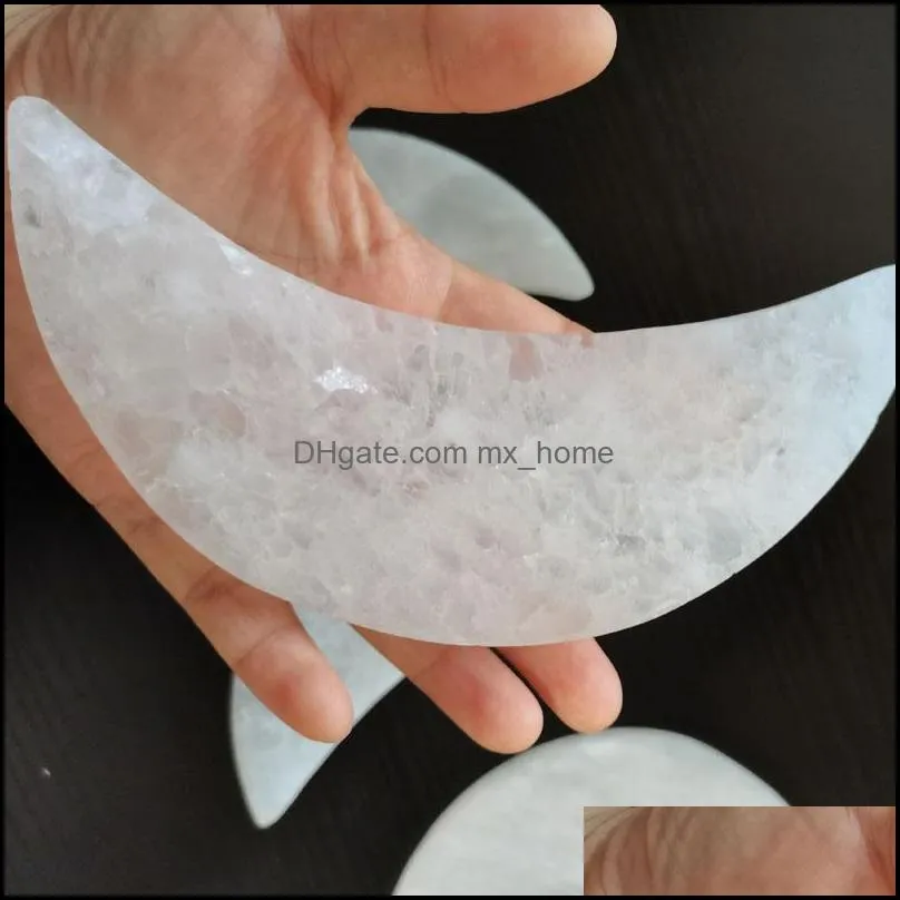 14-15CM Natural Selenite Crystal Moon Satin Spar Moon Healing Meditation Crystal Mineral Home Decora