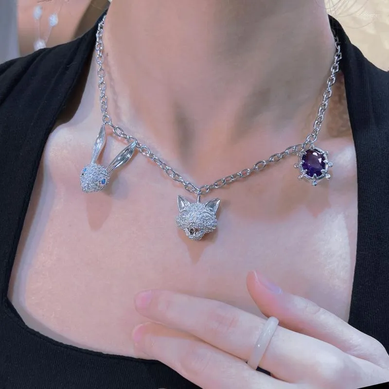 Chokers Foydjew Luxury Gothic Design Jewelry Dewelry Darkness Sweet Trend 2022 и фиолетовые бриллиантовые ожерелья для Girlchokerchokerchokers Sidn22