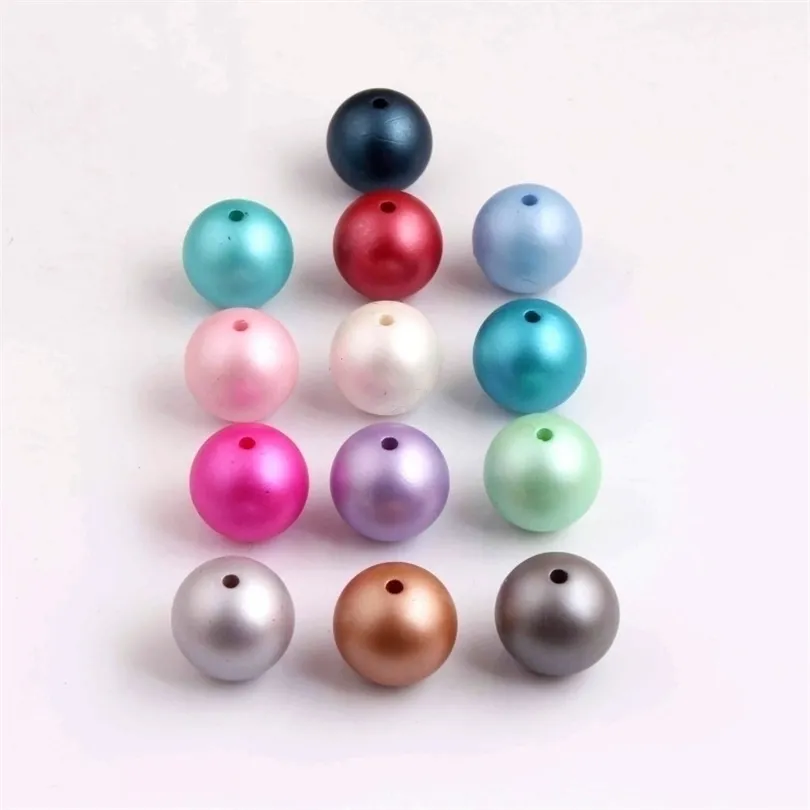 Oykza kolorowe akrylowe imitacja Pearl Matte Kulki do masywnego modnego naszyjnika Dostaw biżuterii 10 mm 12 mm 16 mm 20 mm T200323