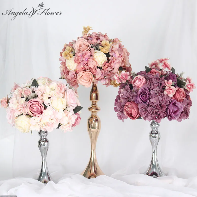 Custom 3545cm Rose Peony Artificial Flower Ball Centerpieces Decor Decor Bouquet Table Bouquet Vase Candlestick Y200104