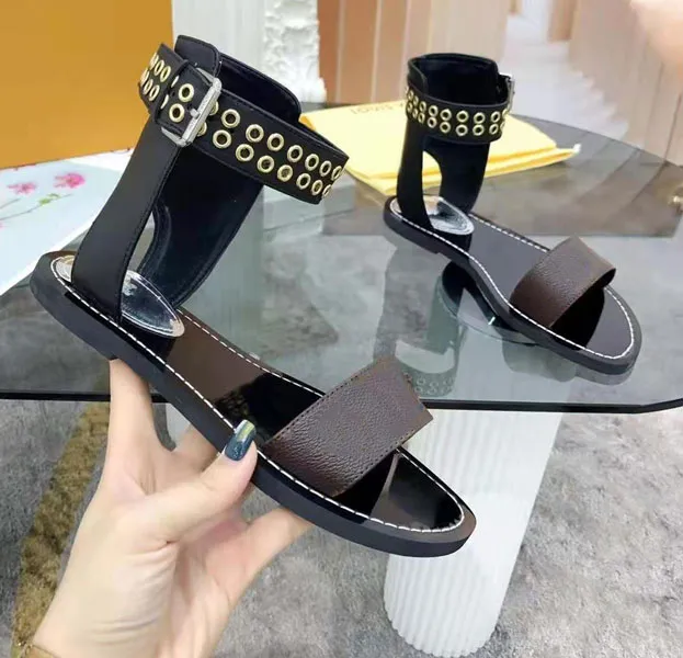 Passenger Horizon Womens Luxury Designer Silhouette Dress Sandals Triple Black Brown Leather Ladies Summer Flat Casual Slipper Fashion louisvuitton Slide