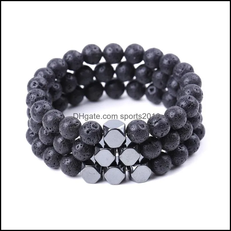 8mm lava stone hematite bead strand bracelet diy essential oil diffuser friend couples bracelets for women men jewelr sports2010