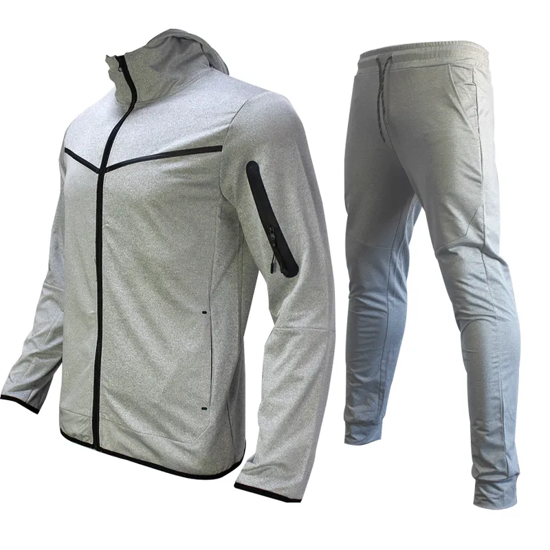 Технологический флисовый спортивный костюм дизайнер брюки Thin One Zip Men Sportwear Женщины с длинным рукавом. Случайный бегущий блюд Techfleec