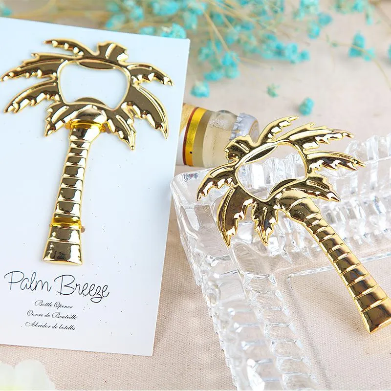 Palm Breeze Chrome Bottle Opener Silver Metal Coconut Tree Beer Openers Beach Themed Wedding Favors