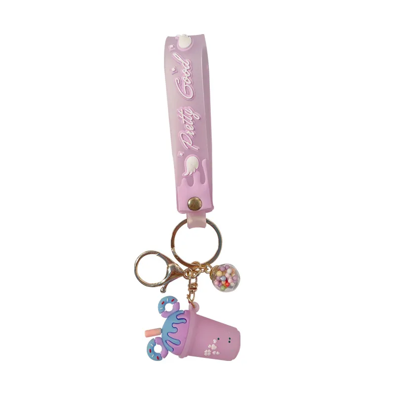 Portachiavi con gelato a forma di cartone animato da donna, portachiavi con bevande creative carine per regalo di ciondoli con ciondolo fidanzata per bambini