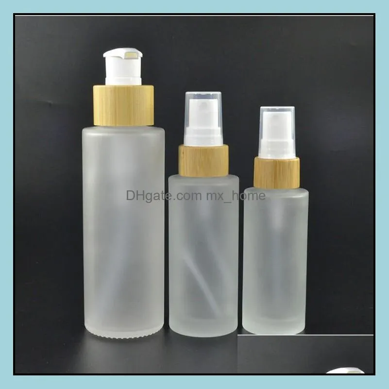 50ml Frosted Clear Glass Bottle with Bamboo Lid Cap Frosted Perfume Bottle bamboo spray cosmetic bottle