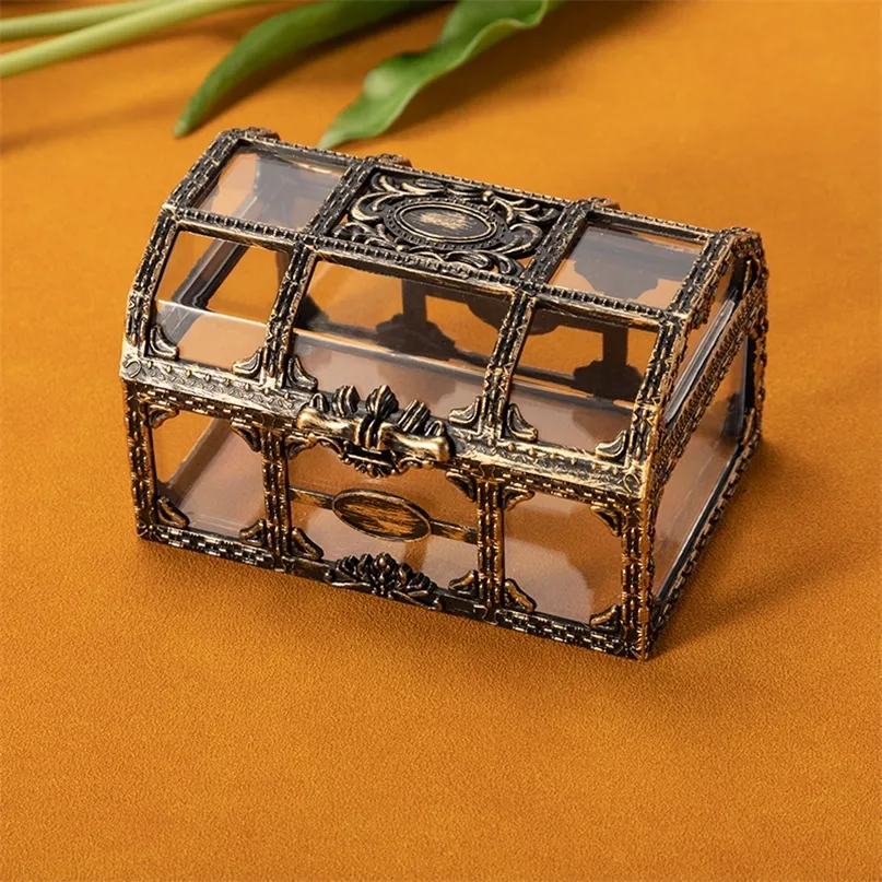 Vintage Transparent Pirate Treasure Storage Box Organizer Earrings