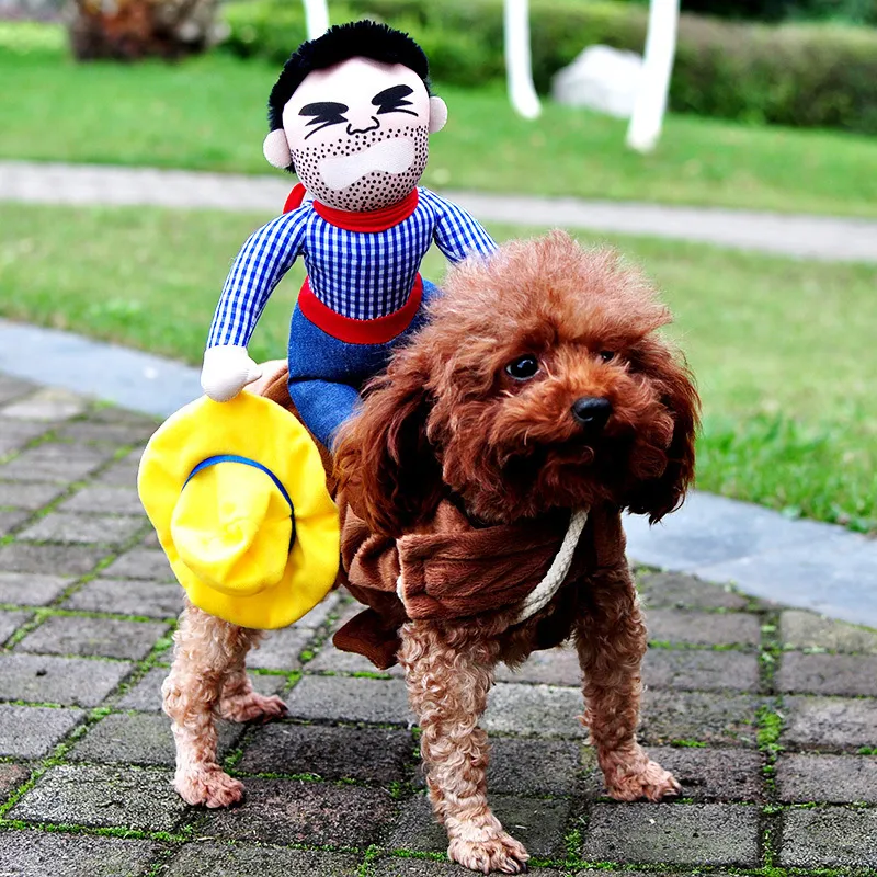 Trajes de cães de Halloween para novidades roupas de estimação de cowboy vestindo casacos de jaqueta para cães engraçados bulldog chihuahua pug roupas y200917