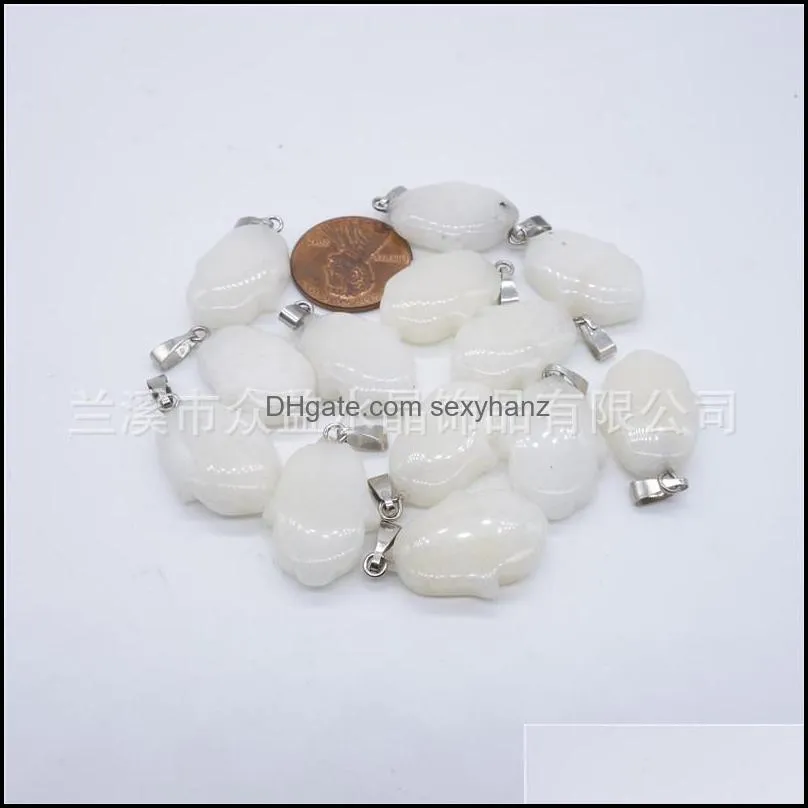 New Arrival 20x15mm Tulip Flower Shape Semi-Precious Natural Stone Beads Pendant For Necklace Making Jewelry Accessory