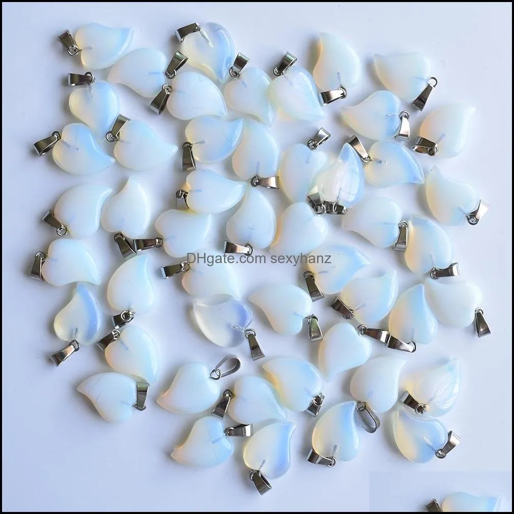 natural stone charms heart shape turquoise rose quartz opal pendants chakras gem stone fit earrings necklace making assorted