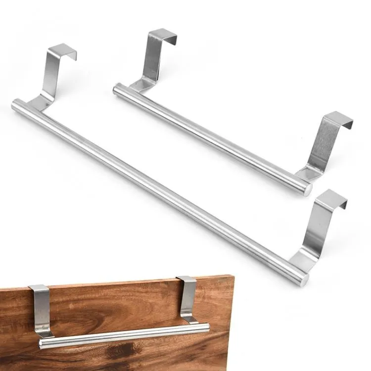 Towel Rack Over Door Towel Bar Hanging Holder Stainless Steel Bathroom Kitchen Cabinet Towels Rag Racks Shelf Hanger SN4088