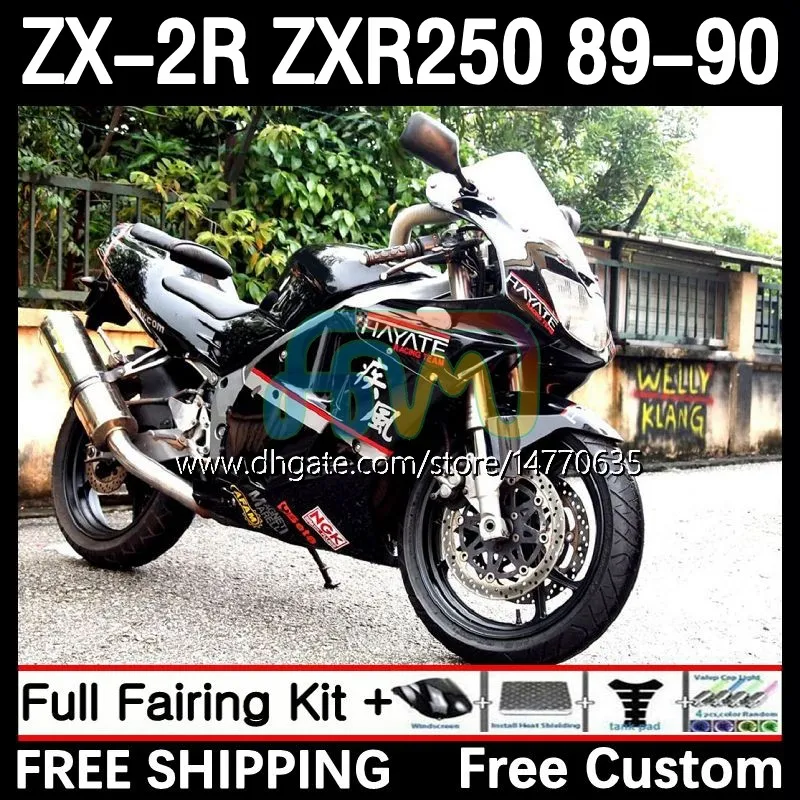 カワサキニンジャZX2R ZXR250 ZX 2R 2 R R250 ZXR 250 89-98ボディワーク8DH.56 ZX2 R ZX-2R ZXR-250 89 90 ZX-R250 1990 FULL FAIRINGS KIT GLOSS BLACK BLACK BLACK BLACK BLACK BLACK