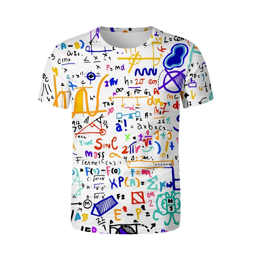 Fórmula matemática de camiseta 3D engraçada Camiseta de rua de verão