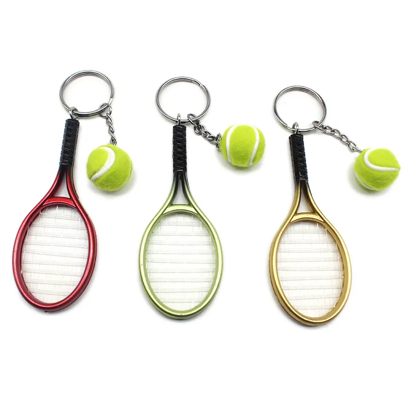 Söt Sport Mini Tennisracket Hänge Nyckelring Nyckelring Nyckelring Ring Finder Holer Tillbehör Presenter till tonåring