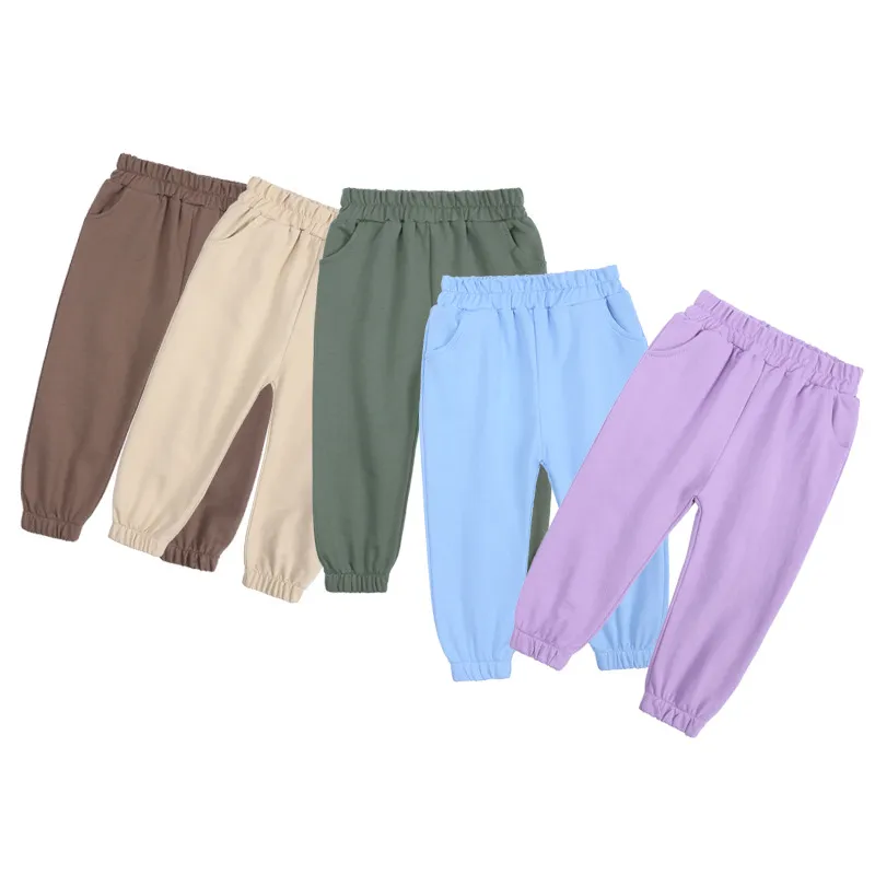 Pantalons de sport pour enfants, couleur unie, couleur unie, pantalons décontractés, mode printemps-automne, pantalons de survêtement, B8045