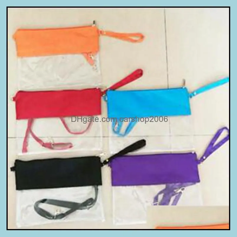 clear purse pvc shoulder handbag monogrammed zip pouch crossbody handbags with one belt 10 colors cfyz71q