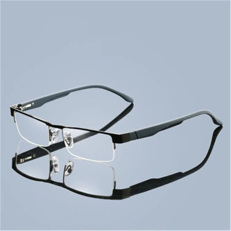 선글라스 티타늄 하프 프레임 독서 안경 비구형 12 레이어 코팅 렌즈 원시 처방 안경 원거리 시력