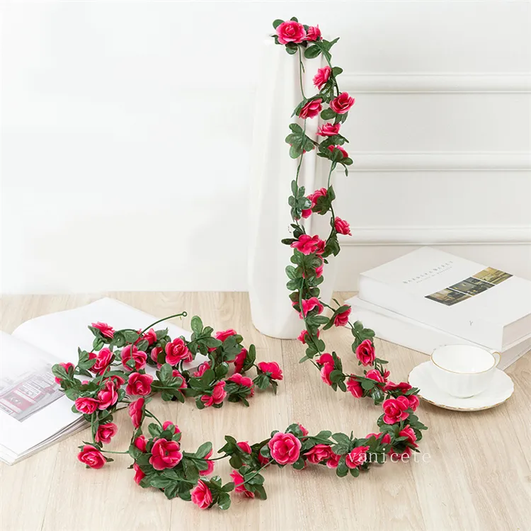 装飾的な花模造牡丹の花藤の偽の絹の花ローズラタンの空調水の管の結婚式の装飾偽のrattan zc1066