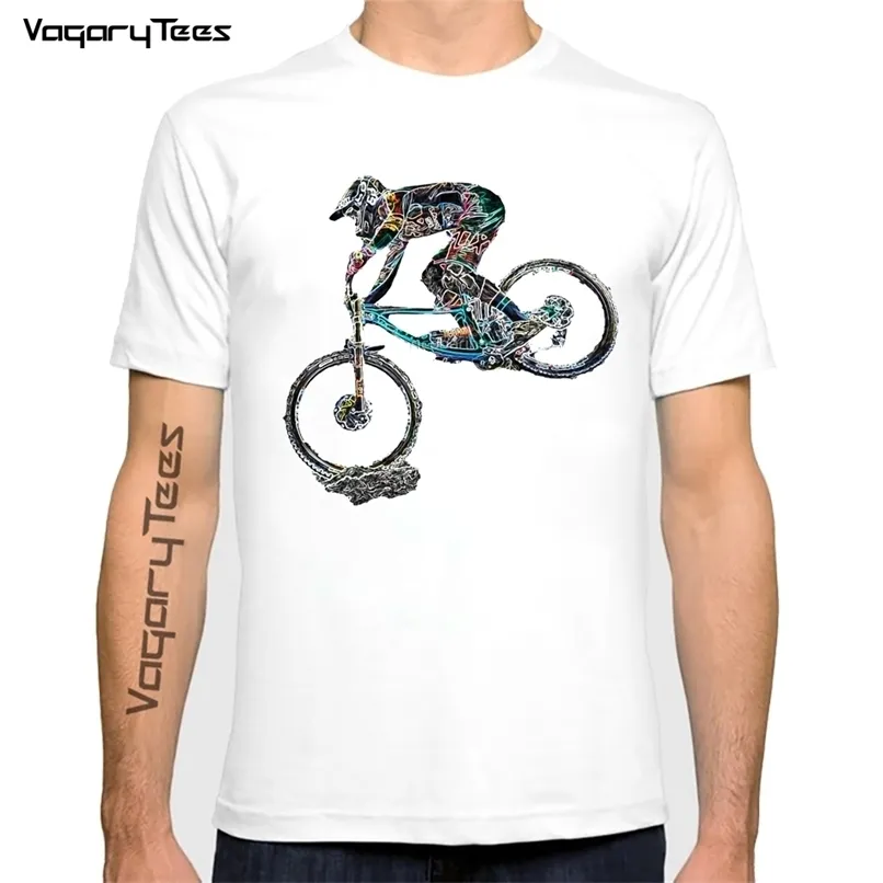 자전거 인쇄 T 셔츠 여름 남자 TSHIRT 내리막 자전거 타기 인쇄 캐주얼 하트 비트 자극 운동 남성 Harajuku Tshirt 220523