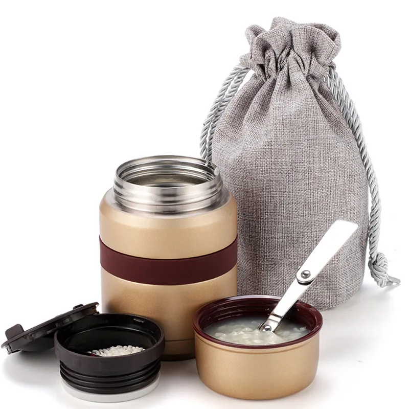 Thermos da 350 ml Thermo Mug Boccette da vuoto in acciaio inossidabile Mini Lunch box con contenitori per alimenti 4 colori Y200106