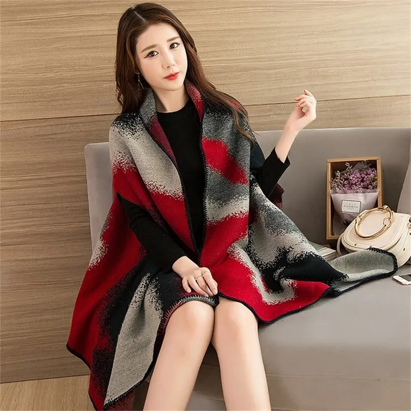 Wearable Hiver Écharpe Châle Femmes De Luxe Châles et Wraps pour Dames Pashmina Étoles Chaud Poncho Feminino Cape Châle Hiver 201214