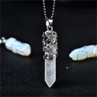 Piękny oczyszczony DIY Clear Quartz Pendulum Opal Chakra Wisiorek Dziewczyna Reiki Medytacja Kryształ Wahadło Wdrożenie Prezent Naszyjnik Dekor