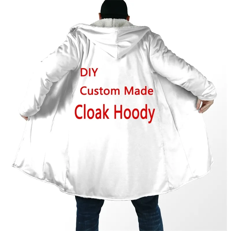 PLstar Cosmos Drop DIY Custom Made Polynesia Tattoo Men Women 3DPrint Streetwear Casual Winter Coat Fleece Hood Cloak 220707