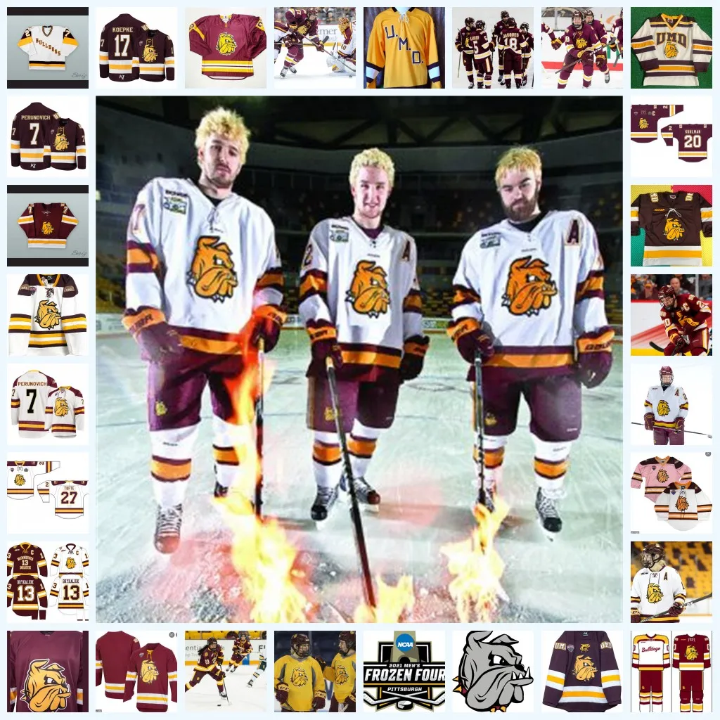 2022 NCAA Custom UMD Minnesota Duluth Bulldogs Stitched Hockey Jersey 6 Dan Lempe 26 Derek Plante 26 Matt Christensen 14 Bill Watson 87 Gregg Moore 22 Scott Carlston