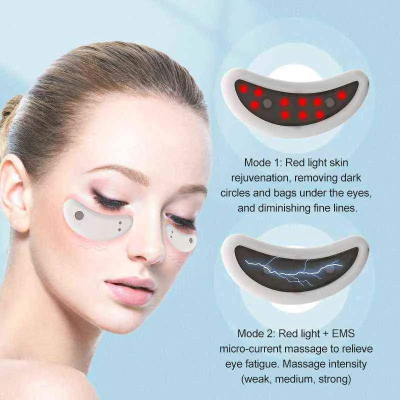 Face Care Devices EMS Eye Massager Elektrische rood licht Verwarmingskussens Donkere cirkels Tas Verwijderen Anti Wrinkle Ciminess Relief Relax Gereedschap 0727