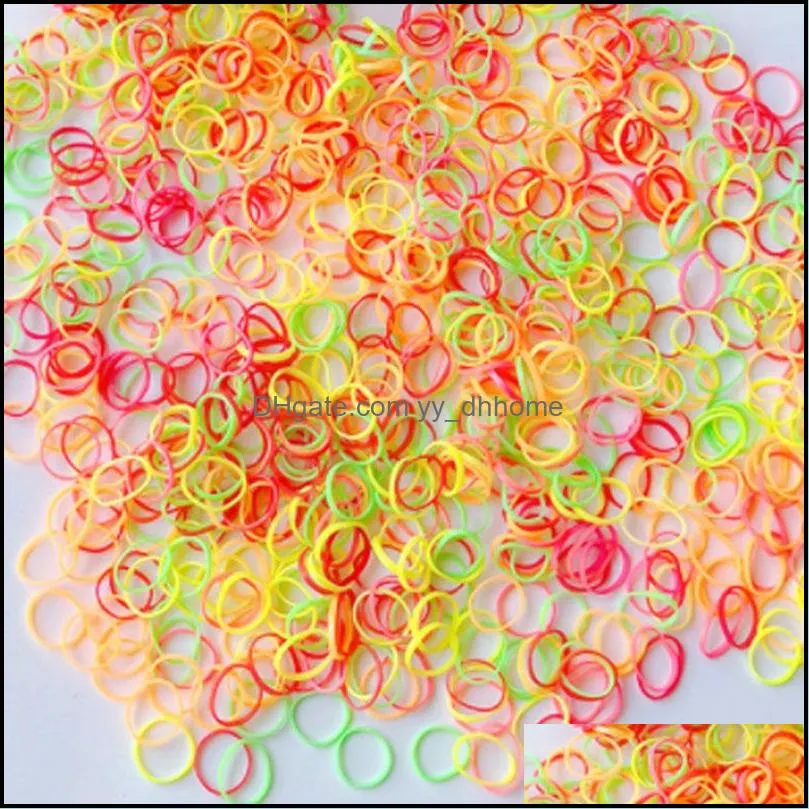 3000pcs/set solid color 1cm width baby hair rubber bands tie elastic ring for children kids girl mixed