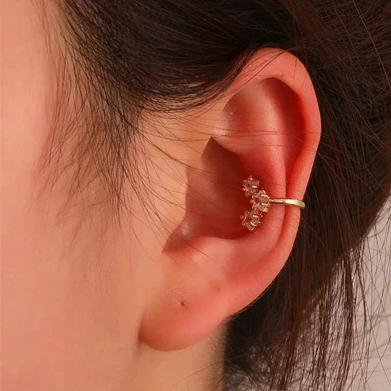 Fashion Exquisite Rhinestone Decor Ear Cuff Earring for Women Fake Cartilage No Piercing Earrings Wholesale Jewelry