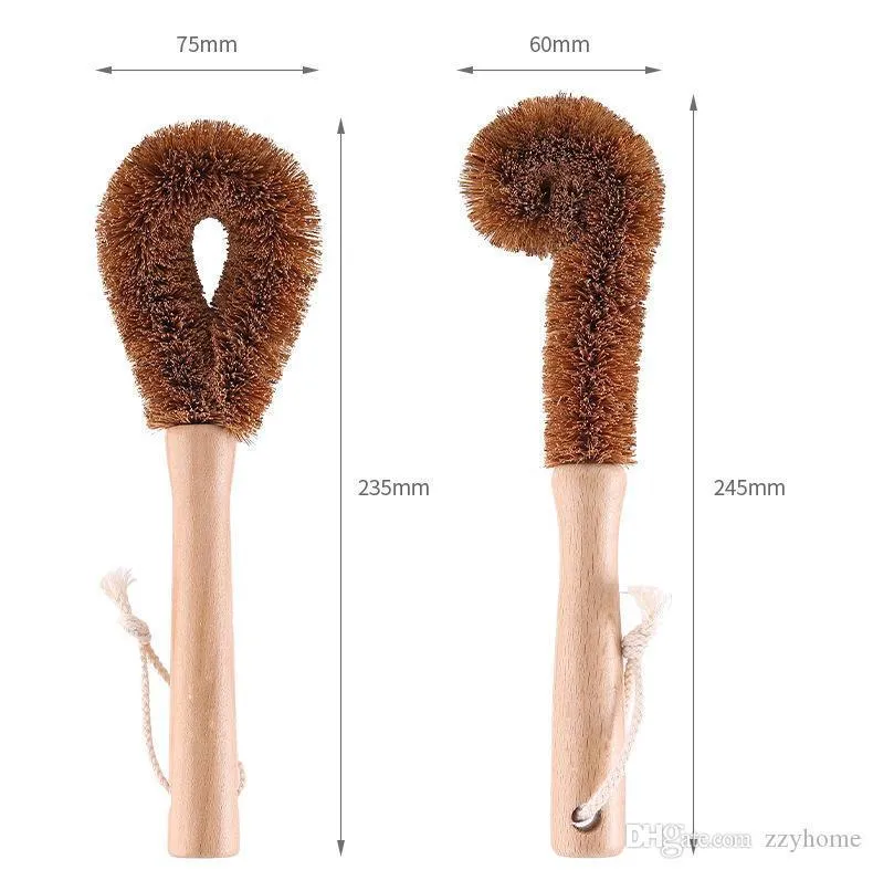 Natural Pot Brush Beech Wooden Handle Pan Dish Cleaning Brush Nonstick Pan Cleaner Cup Brush Kitchen Accessories