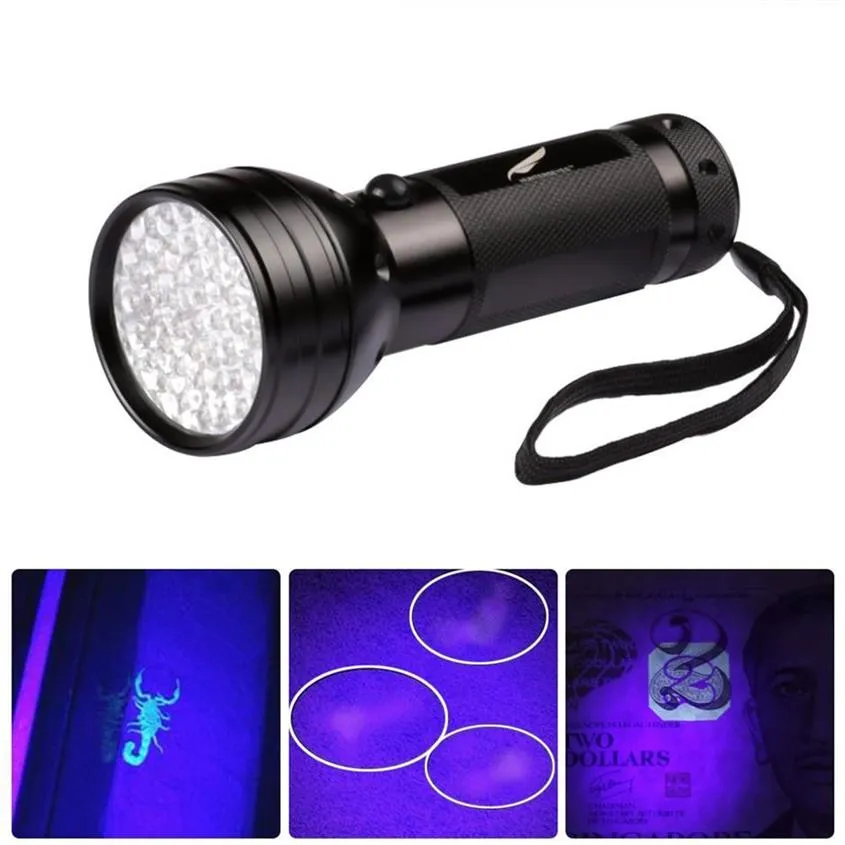 395nm 51 LED UV Ultraviolett Taschenlampen Blacklight Fackel Licht Beleuchtung Lampe Aluminium Shell287V248W