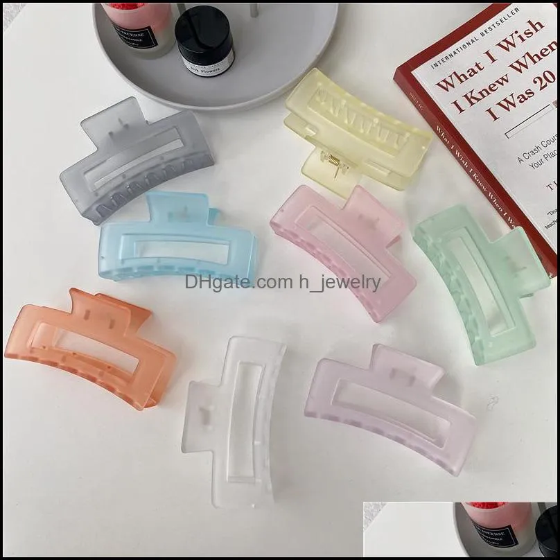 korean transparent square mist clamps hollow out candy color ponytail hairpins girls women wash scrunchies resin hair clips jewelry