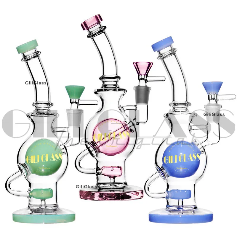 Bong d'acqua in vetro colorato Beaker Bong Recycler Tubi di cera per tubi inebrianti dab rig oil rigs 14.4mm accessori per fumatori narghilè per unghie al quarzo