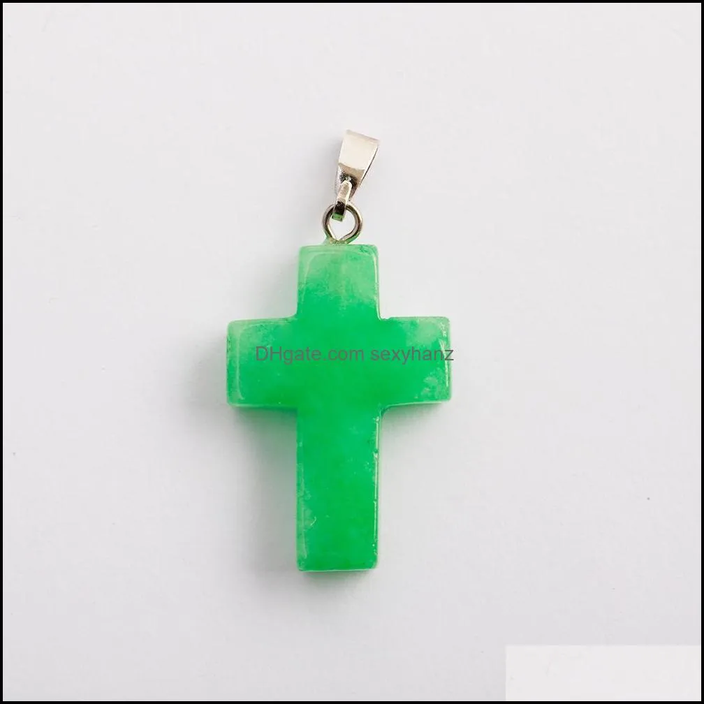 wholesale 50pcs/lot natural malaysian jades stone cross beads pendants for diy jewelry making women gift