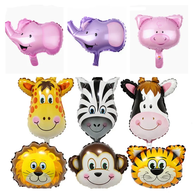 Party Foglio di alluminio Tigre Mini Cartoon Animali Leone Mucca Scimmia Pellicola di alluminio Palloncini Giocattolo per bambini Compleanno Decorazione di nozze LK132