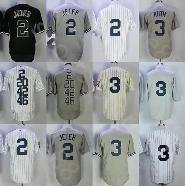 Maglia personalizzata uomo donna gioventù nuova maglia ritorno al passato 3 BABE RUTH 2 DEREK JETER maglia da baseball