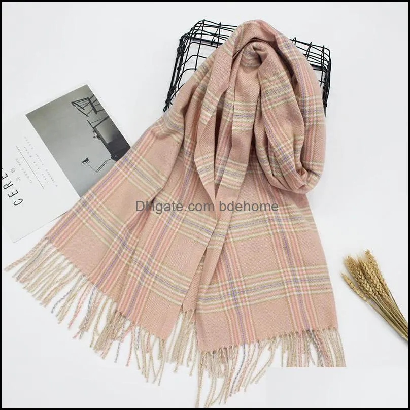 Fringed Shawl Scarf New Women`s Scarf In Autumn And Winter Korean Version Of The Large Plaid Solid Color Imitation Cashmere Scarf DHL