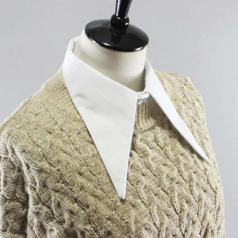 Bow Linbaiway Color sólido Big Lapel White Fake Collar for Women Vintage Falso Falso Extremo Extraño Falta Faux COL DONN22