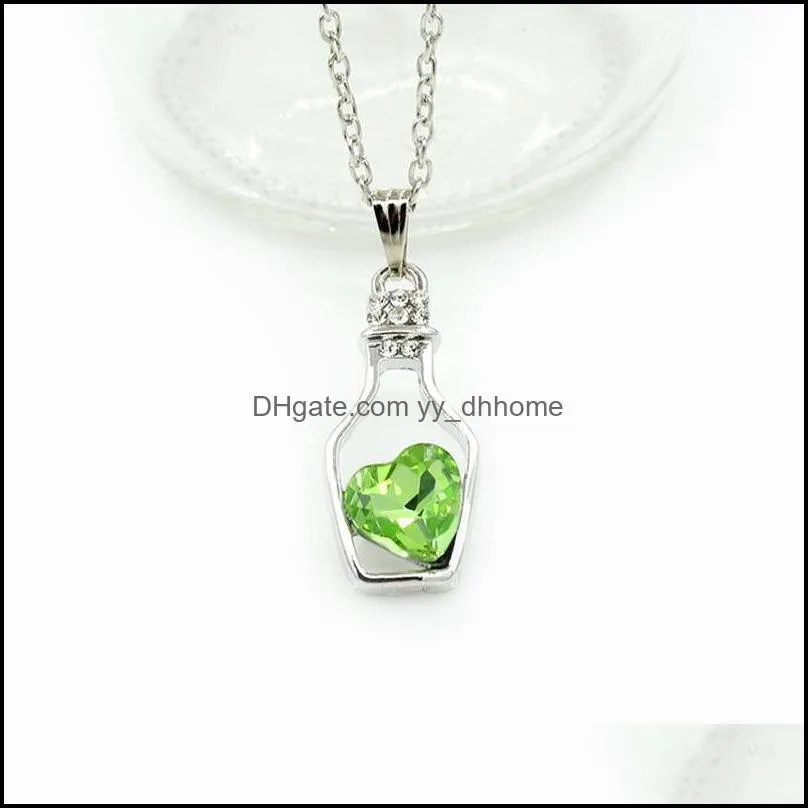 pretty love drift bottles pendant necklace vintage collares mujer heart crystal pendant necklac yydhhome