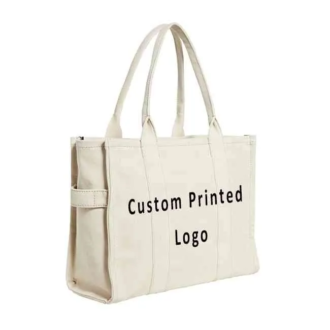 Zwaarduur aangepaste printen herbruikbare katoenen boodschappentassen wasbare milieuvriendelijke canvas draagtas met zachte webhandl