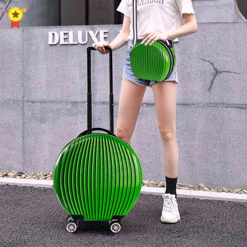 Women Luggage Set With Small Handbag Kids Round Travel Suitcase On Wheels Carry Our Cabin Rolling Weird Trolley Case J220707