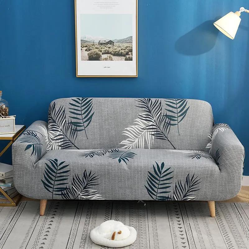 Stuhlabdeckungen nordisches Blattmuster Sofa Deckung Baumwolle Elastische Stretchcouch L formiert für Wohnzimmer Slippcovers Furniturechair