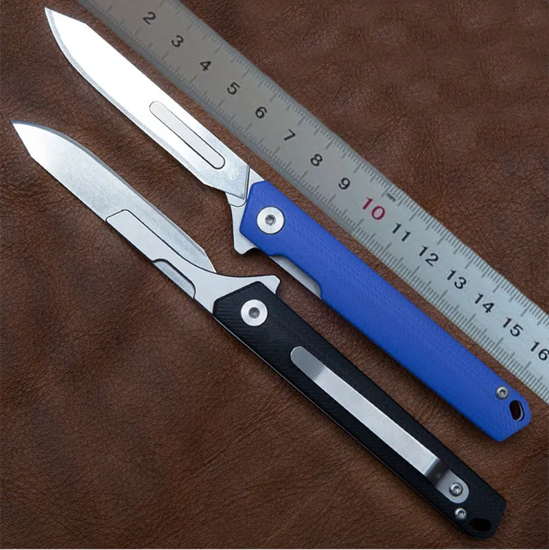 1pcs de melhor qualidade de obra de escultura faca 440c Lâmina de cetim G10 Rolução de esferas Flipper Knives K1602